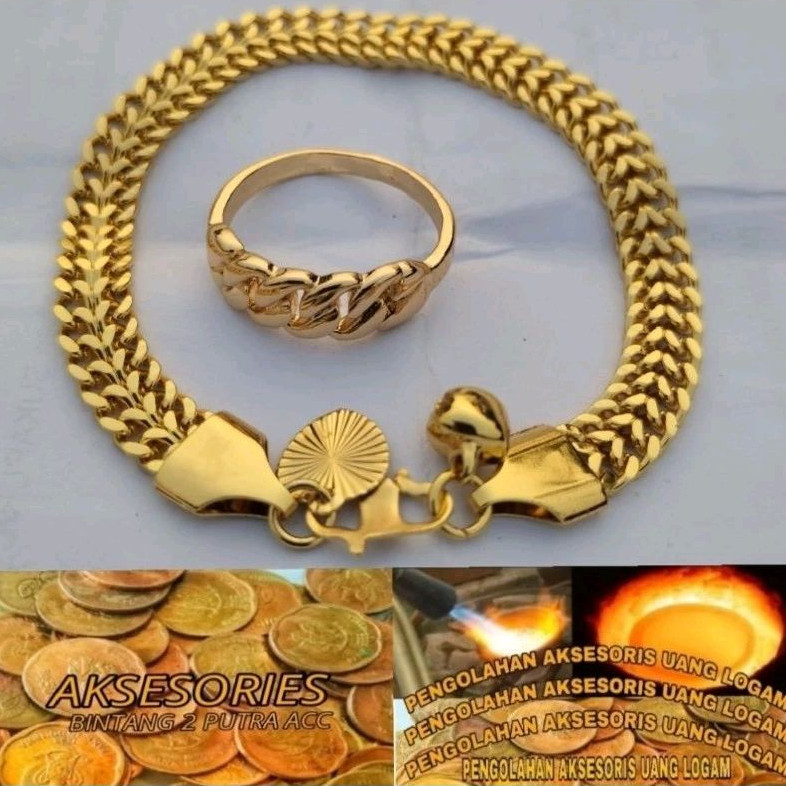 แหวนโซ่ฟรีสําหรับผู้ใหญ่สําหรับผู้ใหญ่ที่ผลิตในจานโลหะ 1991 24K