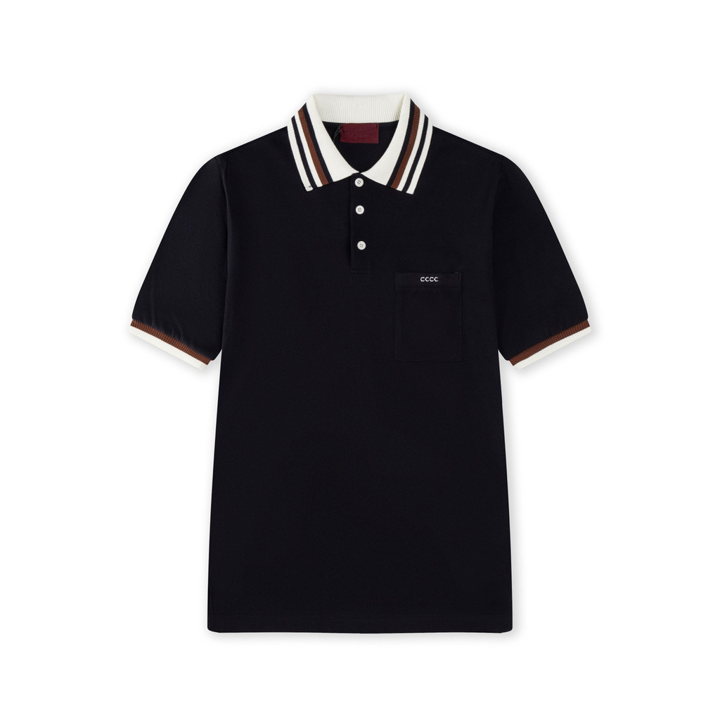 LDQD GU*GG 2025Summer Color-Block Ribbed Patch Pocket polo Letter Short Sleeve T T-shirt POLO Unisex