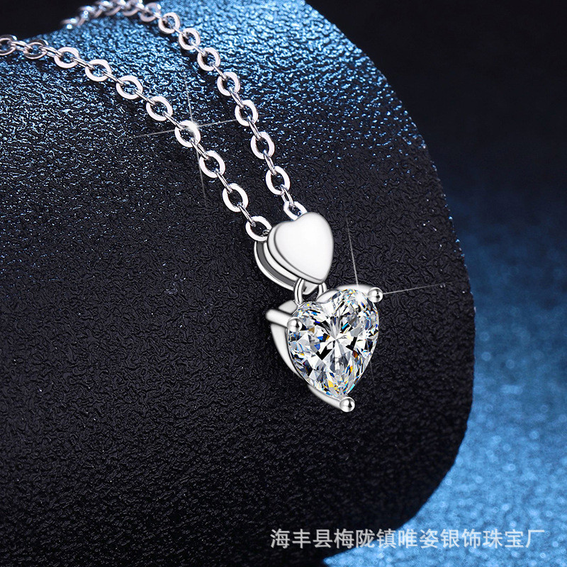 Aida Chosen 925 Silver Moissanite Heart love จี้สร้อยคอ