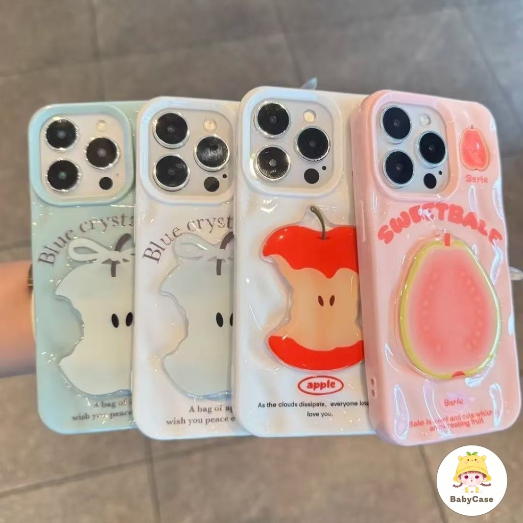 เคสไอโฟน 15 13 สำหรับ iPhone 11 16 13 15 14 12 Pro Max 15 14 16 6 6S Plus XR X XS ผ้าคลุมระบายคลื่นแอปเปิ้ลบาร์เล่หวานสด