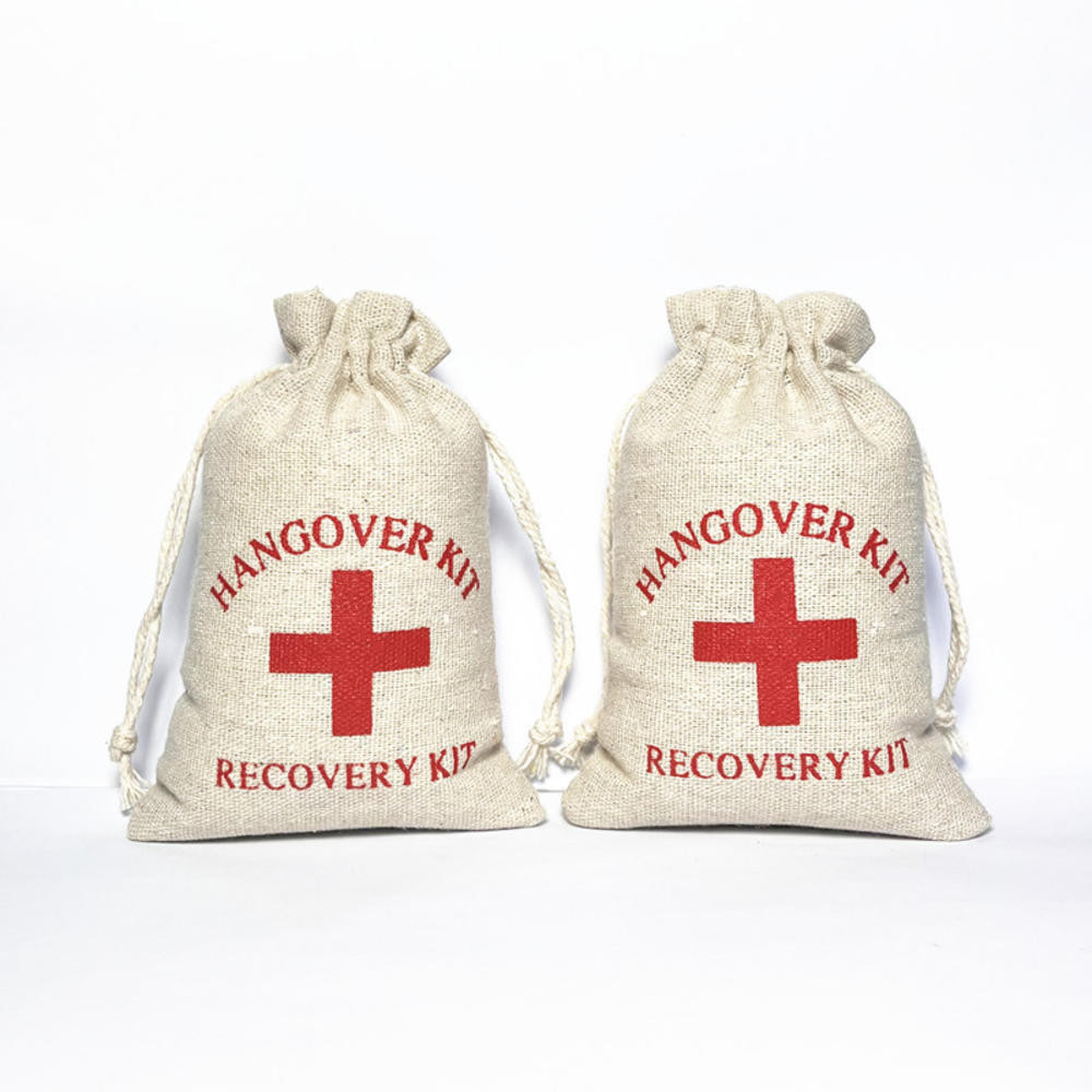 2PCS Hangover Kit กระเป๋า Bachelorette Party ของขวัญ Drawstring กระเป๋า Hangover Recovery Kit กระเป๋