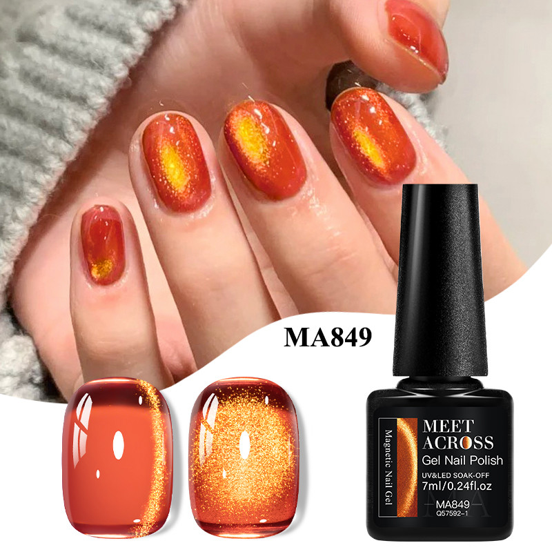 MEET ACROSS 7ml Lucky Magnetic Gel UV Cat Eye Gel Glitter เล็บเจลเจลสะท้อนแสงขัดเล็บ