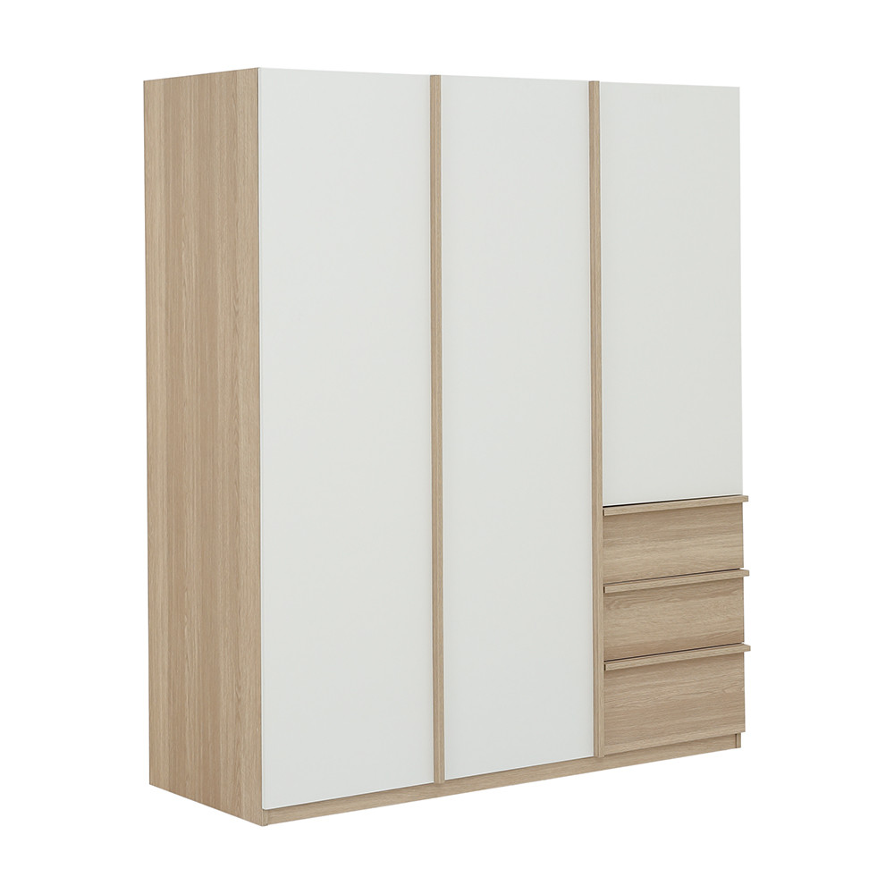 INDEX LIVING MALL ตู้เสื้อผ้า 3 บาน รุ่นซิโน่-M ขนาด 150 ซม. - สีเลอบาน่า โอ๊ค/ขาว