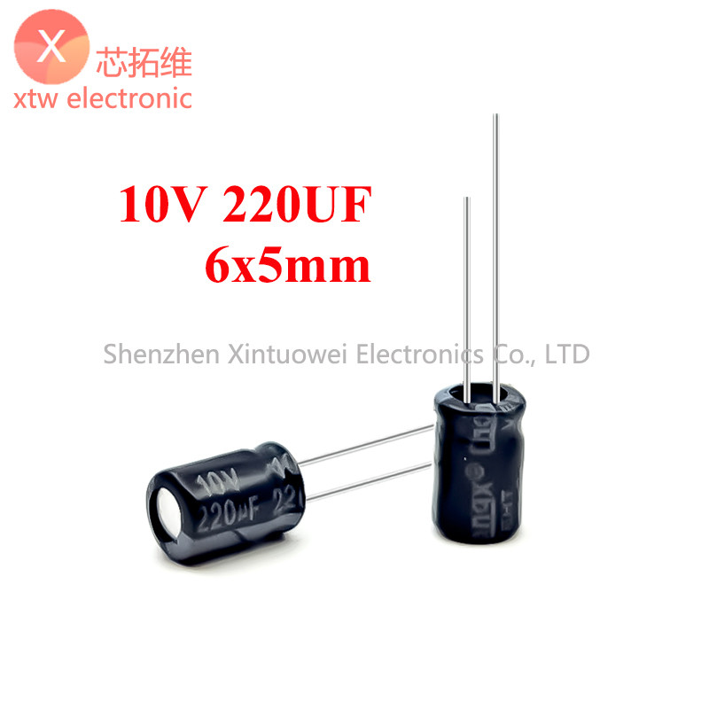 50 ชิ้น/ล็อตอลูมิเนียม Electrolytic Capacitor 10V 220UF 6x5 มม.Plug-in Electrolytic Capacitor 220UF1