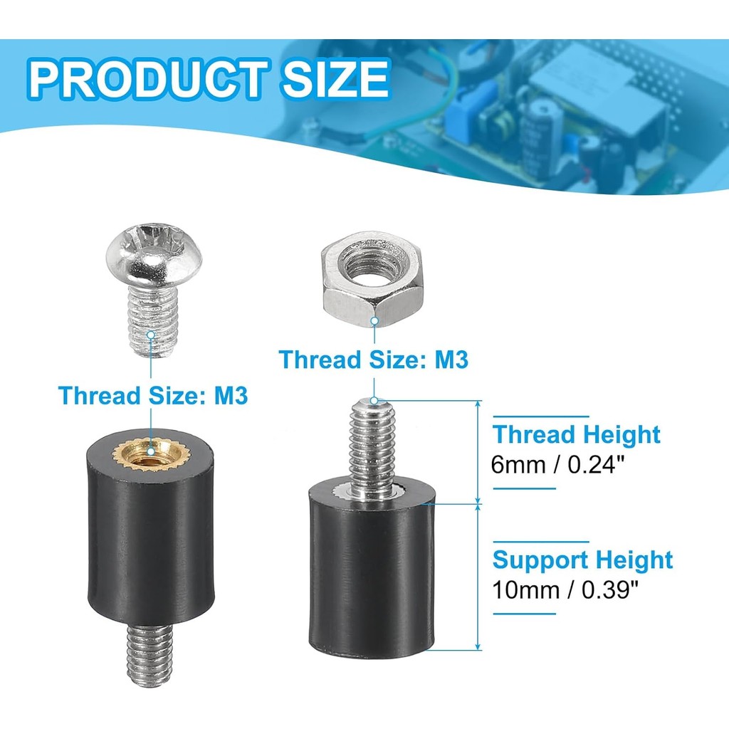 PATIKIL M3x10 มม.PCB รองรับ Spacer, 12 ชุด 10 มม./0.39 "ความสูง PCB Standoff การแยกขาตั้งคอลัมน์แบนห