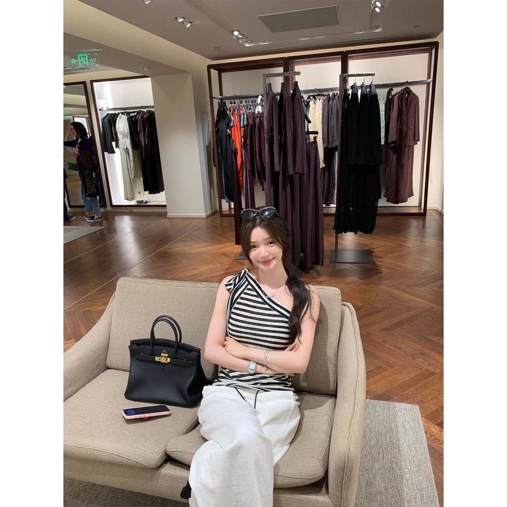 ไม่สม่ําเสมอ Destruction Sense สายคล้องไหล่เฉียงลายด้านบนฤดูร้อนลาย - รูปที่ 5