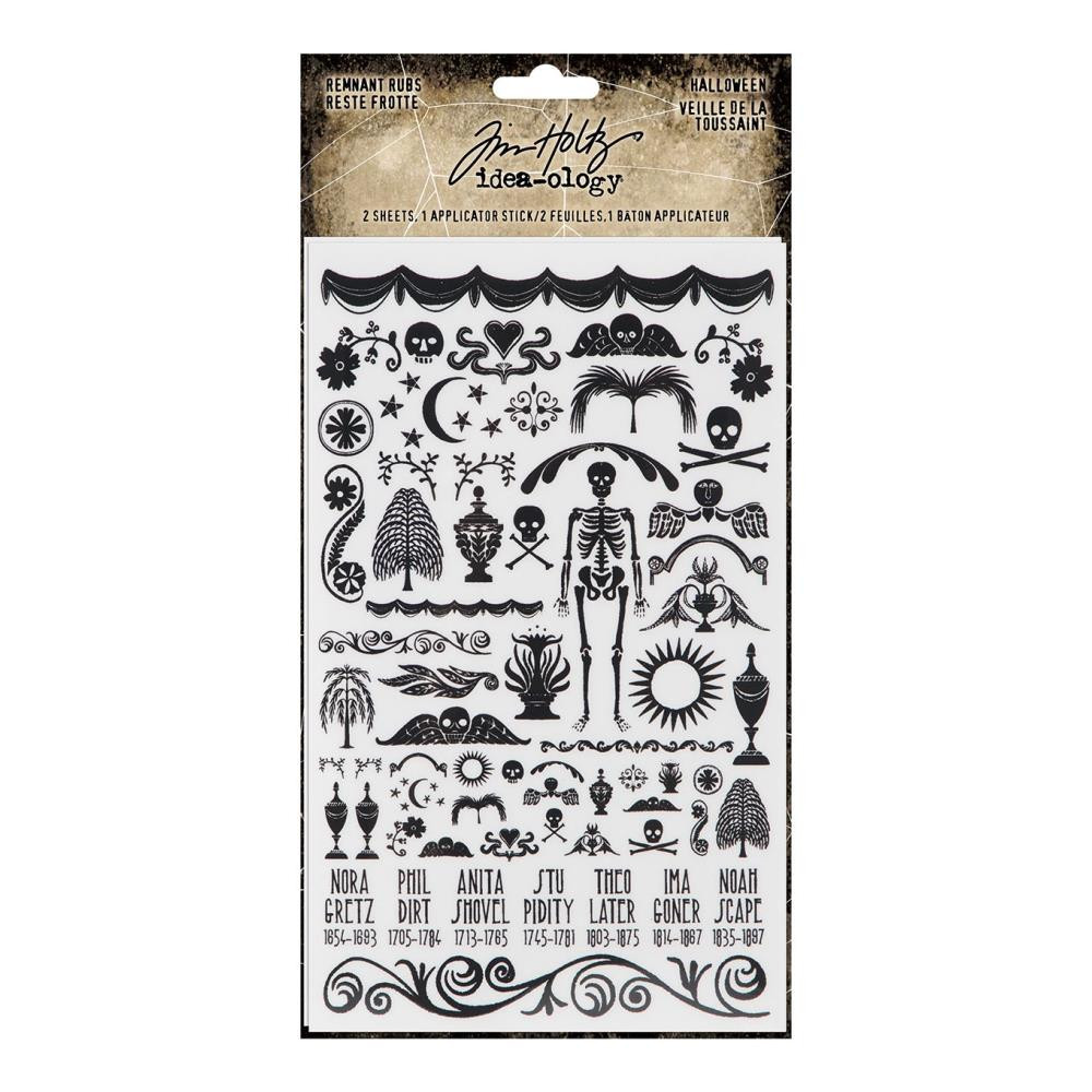 Tim Holtz Idea-Ology Remnant Rubs Rub-Ons 4.75"X7.5" 2/Pkg - HALLOWEEN