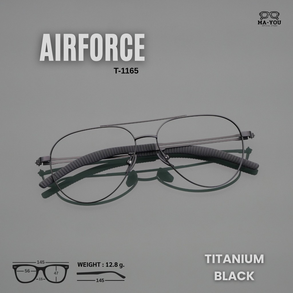 AirForce แว่นสายตายาวโปรเกรสซีฟเลนส์ รุ่น แอร์ฟอร์ส T-1165 วัสดุ Titanium แว่นสายตายาวโปรเกรสซีฟเลนส