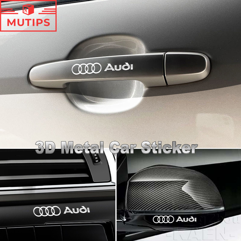 Audi 3D สติกเกอร์รถ สติกเกอร์โลหะ กระจกมองหลัง หน้าต่าง ที่ปัดน้ําฝน ตกแต่งรถยนต์ A3 8l 8Y A1 Q5 TT 