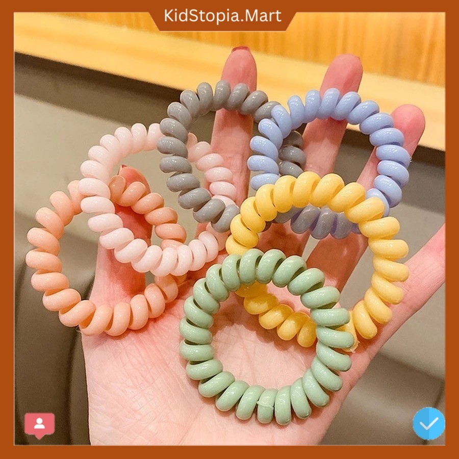 KidStopia.Mart PT 10 Spiral Hair Ties Phone Cable Model เครื่องประดับสตรีสไตล์เกาหลี