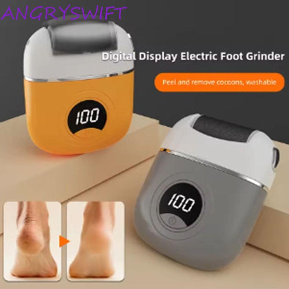 ANGRYSWIFT เครื่องขัดเท้าไฟฟ้าแบบชาร์จ USB พร้อมจอแสดงผลดิจิตอล ขัดเซลล์ผิวตายอัตโนมัติ พกพาสะดวก สําหรับสปาเท้า