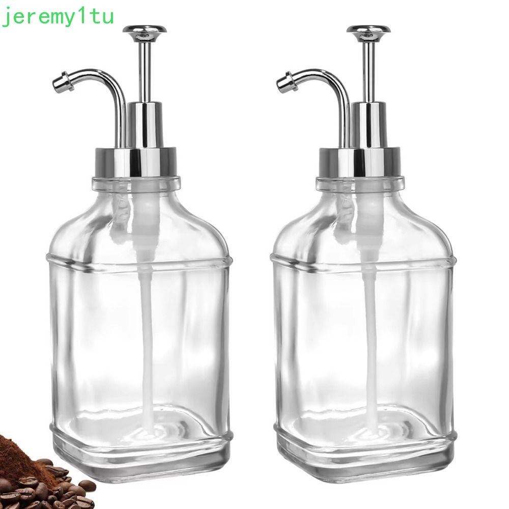 เจรีมี ขวดน้ําเชื่อมกาแฟ,เครื่องจ่ายปั๊มสบู่แก้วชนิดกดสี่เหลี่ยม,คุณภาพสูง500มิลลิลิตรเติมนํากลับมาใช้ใหม่ได้กาแฟใสน้ําเชื่อมภาชนะน้ํามัน