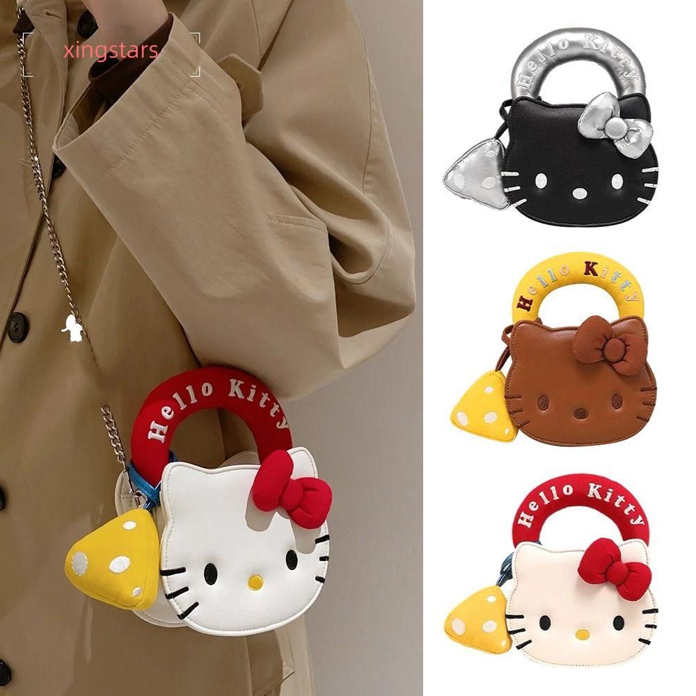 XINGSTARS กระเป๋า tote พร้อมสายคล้องไหล่ Hello Kitty, กระเป๋าถือครอสบอดี้ ทำจากหนัง PU สไตล์แฟชั่น เหมาะสำหรับช้อปปิ้งและใช้งานประจำวัน
