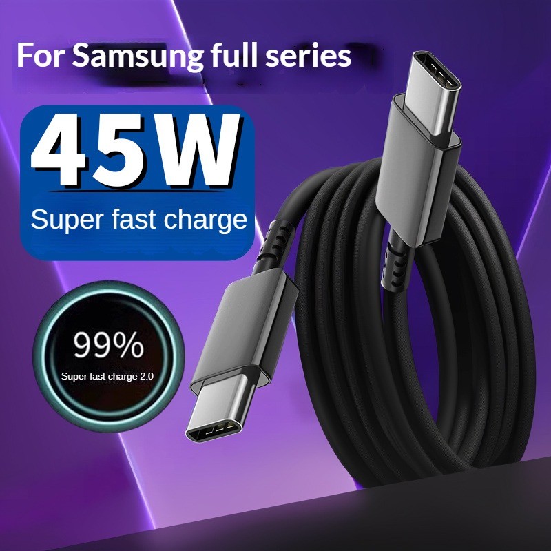 Samsung 45W Super Fast Charger, สายชาร์จข้อมูล Type-C สําหรับ Galaxy S24, S22, S21, S23 Ultra Plus, A53, A54