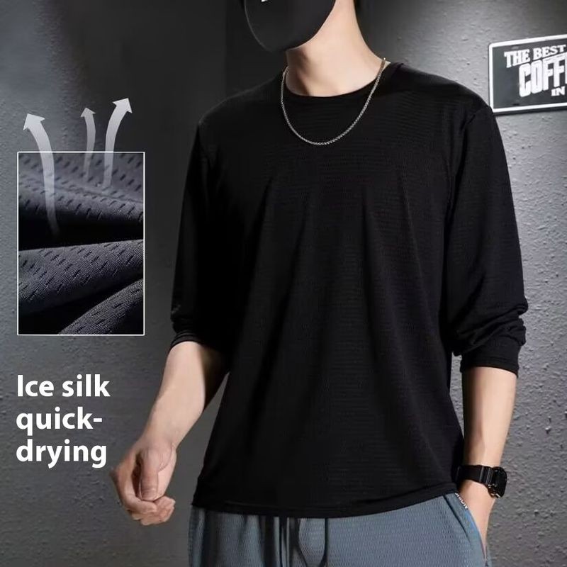 เสื้อเชิ้ตผู้ชายผ้าไหมน้ำแข็ง ระบายอากาศได้ดี แห้งไว กันแดด สำหรับใส่ในตอนกลางวัน ราคา ถูกที่สุด ดีลบีเคเค แกลเลอรีภาพที่ 5