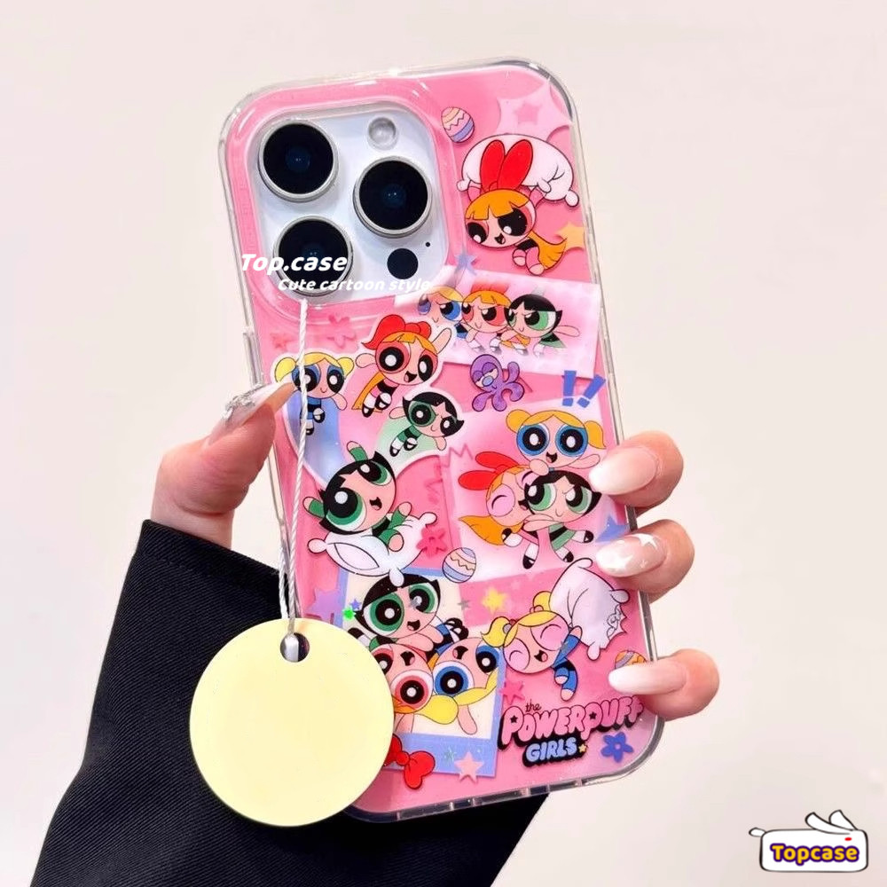 เข้ากันได้กับ IPhone 16 15 14 13 12 11 Pro Max X XR Xs Max 7 8 Plus SE2020 การ์ตูน Power Girls Bracket เคสโทรศัพท์ปกอ่อน - รูปที่ 3