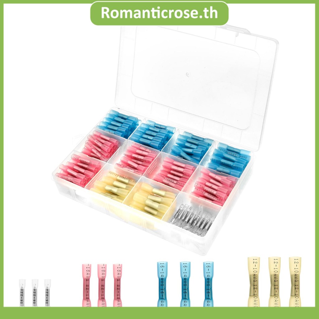 340 ชิ้น Butt Splice Crimp Connector ชุดความร้อนหดสายไฟสําหรับรถจักรยานยนต์ RV SHOPSKC9134