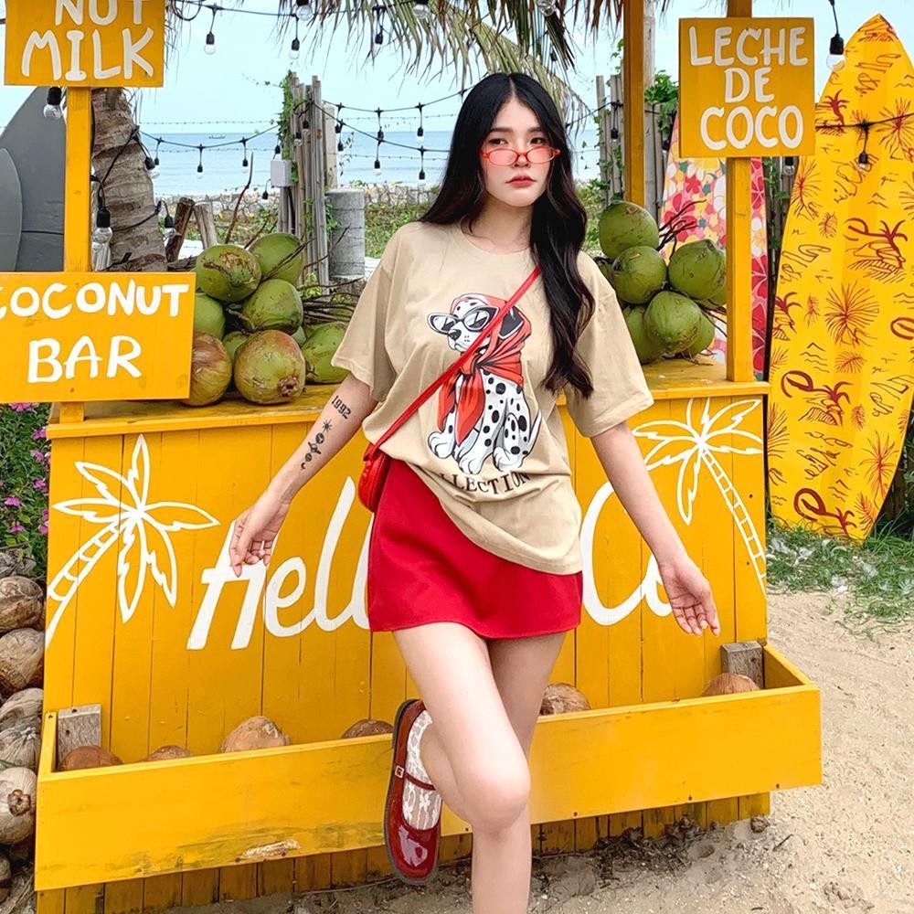 UM🎀พร้อมส่ง! เสื้อยืดOversize ผ้าCOTTON100%ลาย "QOLLECTION DOG" เนื้อผ้าเกรดพรีเมียม คอกลม ใส่สบาย