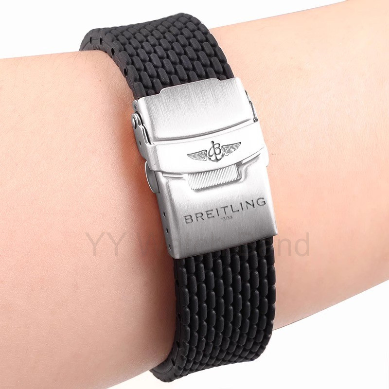18/19/20/21/22/23/24มม.สายรัดซิลิโคนสําหรับ Breitling Timing Super Ocean Avenger NAVITIMERนาฬิกาอุปกรณ์เสริมQuick Releaseสร้อยข้อมือ