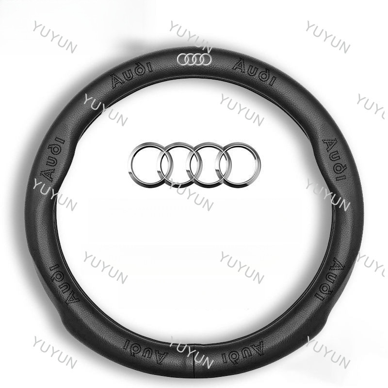 YY ฝาครอบพวงมาลัย Audi, A6, Q7, Q2, A4, A3, A1, Q5, A8, กันลื่นดูดซับเหงื่อ, วัสดุหนังวัว, ระบายอากา
