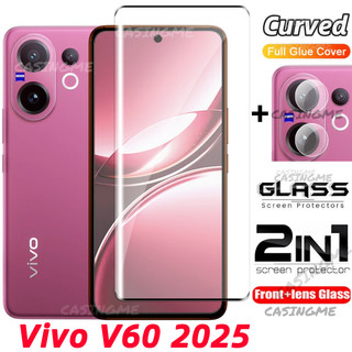 Vivo V70 2025 ฟิล์ม 2 in 1 ป้องกันหน้าจอสําหรับ Vivo V60 V 60 VivoV60 V60Pro V60E 60V Pro Lite 5G 4G 2025 กระจกนิรภัยฟิล์มด้านหน้าด้านหลังเลนส์