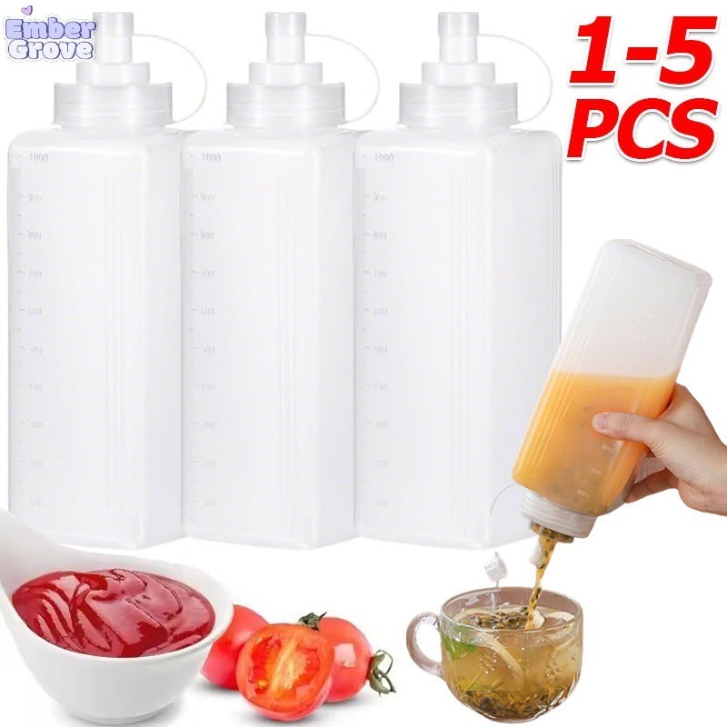 พลาสติก ขวดบีบน้ํามันซอส ซอสมะเขือเทศ ความจุสูง 800 1000 มล. พร้อมฝาปิด อุปกรณ์เสริม สําหรับห้องครัว