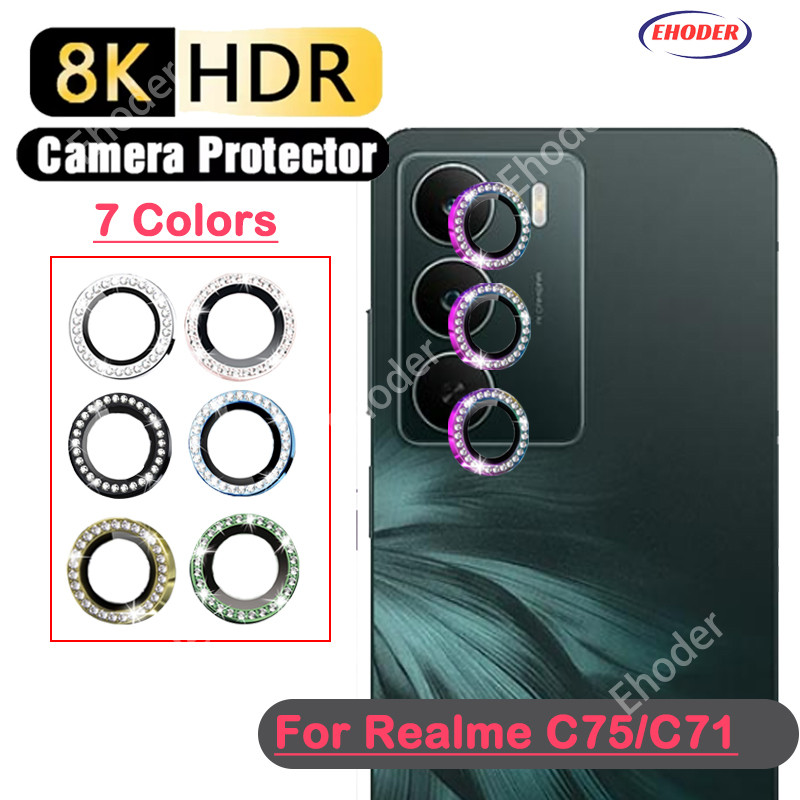 เพชรโลหะแหวนป้องกันกล้องฟิล์มสําหรับRealme C71 C75 C75X 4G 5G 2025 คลุมทั้งหมดสําหรับRealmeC71 RealmeC75X RealmeC75 C 75 เลนส์เชลล์
