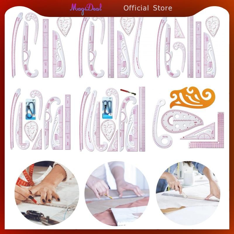 ชุดไม้บรรทัดเย็บผ้า MagiDeal สําหรับช่างตัดเสื้อที่มีการวัด Curve และเมตริกแบบฝรั่งเศส
