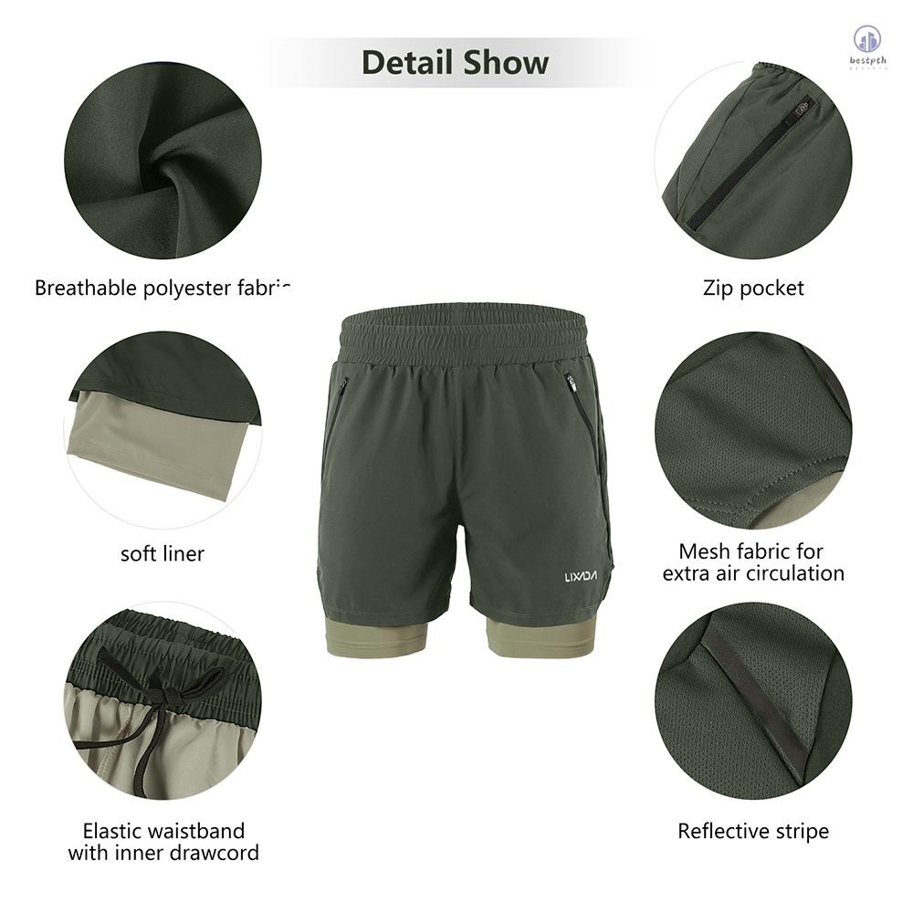 LIXADA กางเกงขาสั้นผู้ชายสำหรับวิ่ง แห้งเร็วและระบายอากาศดี สไตล์กีฬาสำหรับการฝึกอบรม การออกกำลังกาย จ๊อกกิ้ง และมาราธอน - รูปที่ 6