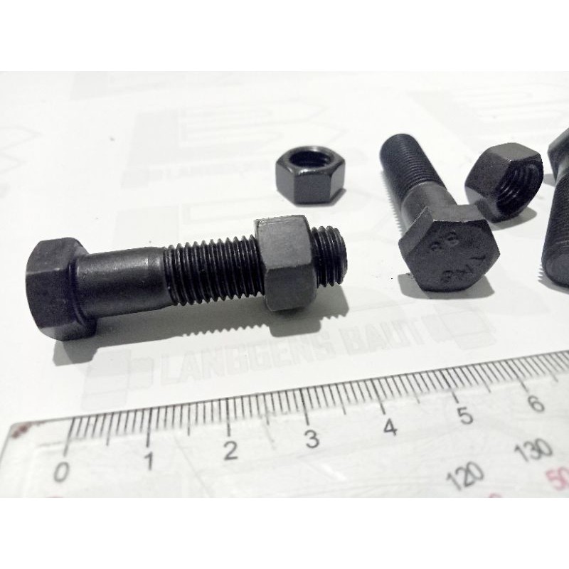 Bolt Nut STEEL M10 X 40 / 4 ซม. กุญแจ 14 สีดํา M10x40 เรียบ