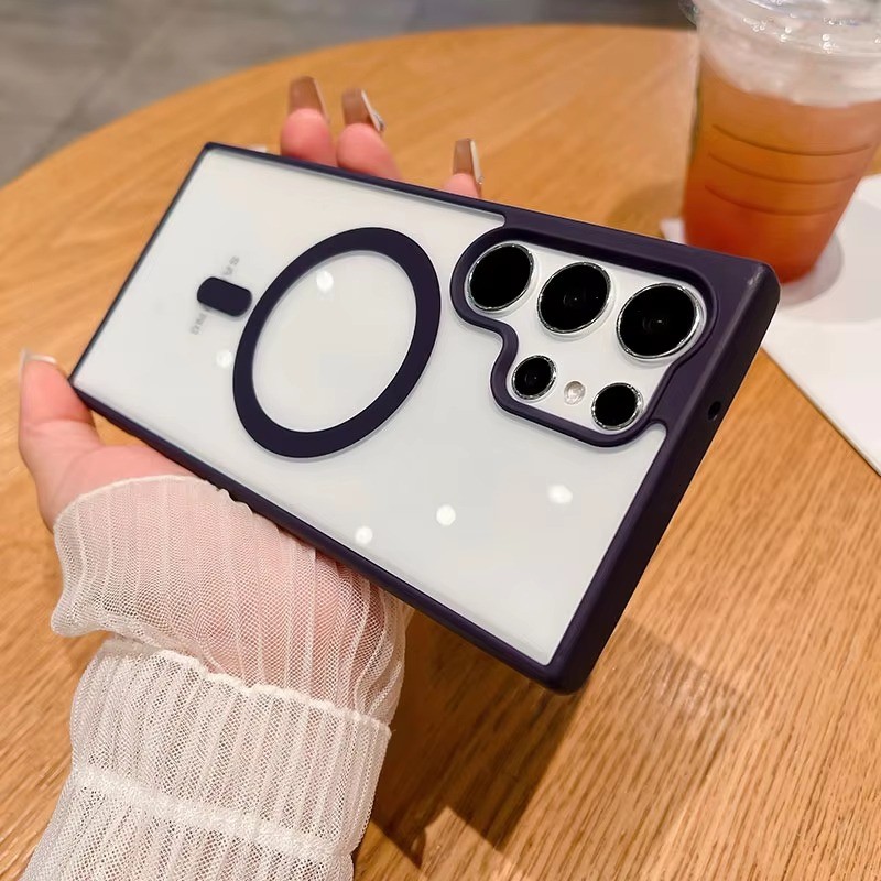 แฟชั่นโปร่งใสแม่เหล็กเคสโทรศัพท์สําหรับ for Samsung A06 A56 A55 A16 A36 A35 A15 A54 A26 A25 S25 S23 S24 FE S22 Ultra 5G