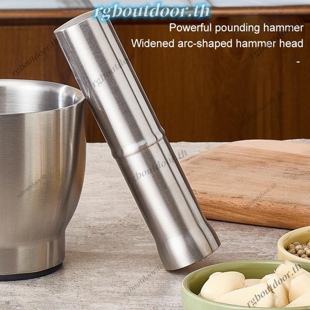 304 สแตนเลสคู่มือกระเทียม Pounder พร้อมฝาปิด Pad ในครัวเรือน Mashing Jar สนิมมัลติฟังก์ชั่ Pill Crusher สําหรับมะนาวเครื่องเทศสมุนไพร [rgboutdoor.th] - รูปที่ 5