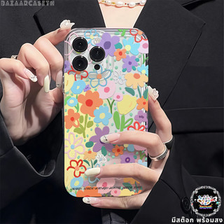 ส่งจากไทย เคสสำหรับไอโฟน11 ลายดอก สีสันสดใส สวยงาม เคสครอบใส For IPhone 11 13 12 14 15 16 Pro 8 7Plus X XR XS Max SE2020