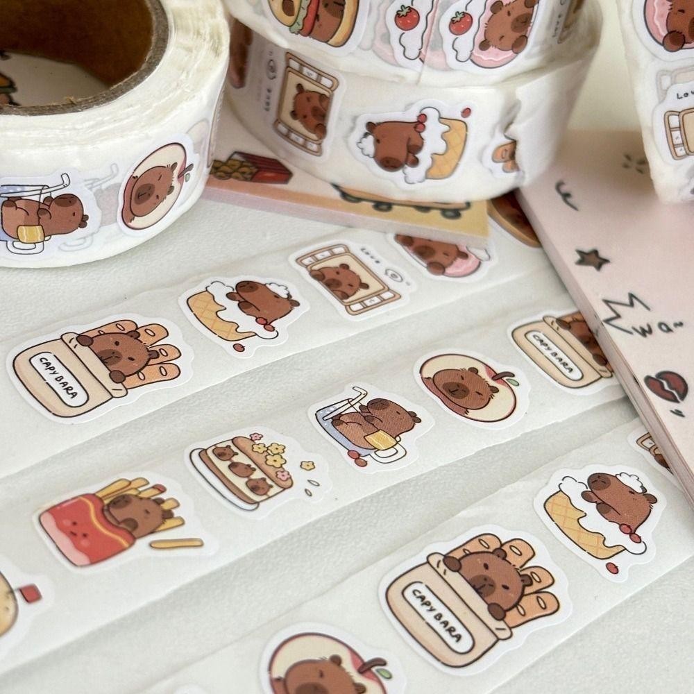 BANDOLERA 500 ชิ้น Capybara สติกเกอร์, PVC กันน้ํา Self-Adhesive Decals, แฟชั่นสร้างแรงบันดาลใจเครื่องเขียนป้ายสมุดภาพ - รูปที่ 2