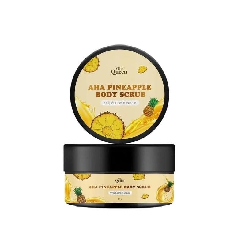 "สครับสับปะรด" สครับผิว TheQueen AHA PINEAPPLE BODY SCRUB  ผิวกาย น้ำนม