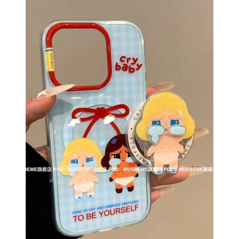 การ์ตูนน่ารักร้องไห้เด็กขาตั้งแม่เหล็กเข้ากันได้กับ ไอโฟน 16 กรณี แอปเปิล 15 มือโปร สูงสุด ใหม่ 14 มือโปร ผู้หญิง 13 ฝาครอบป้องกันเปลือก