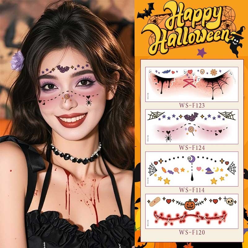 สติกเกอร์รอยแผลเป็น 3D Waterproof สำหรับแต่งหน้า HALOWEEN แบบสมจริง พร้อมใช้ DIY