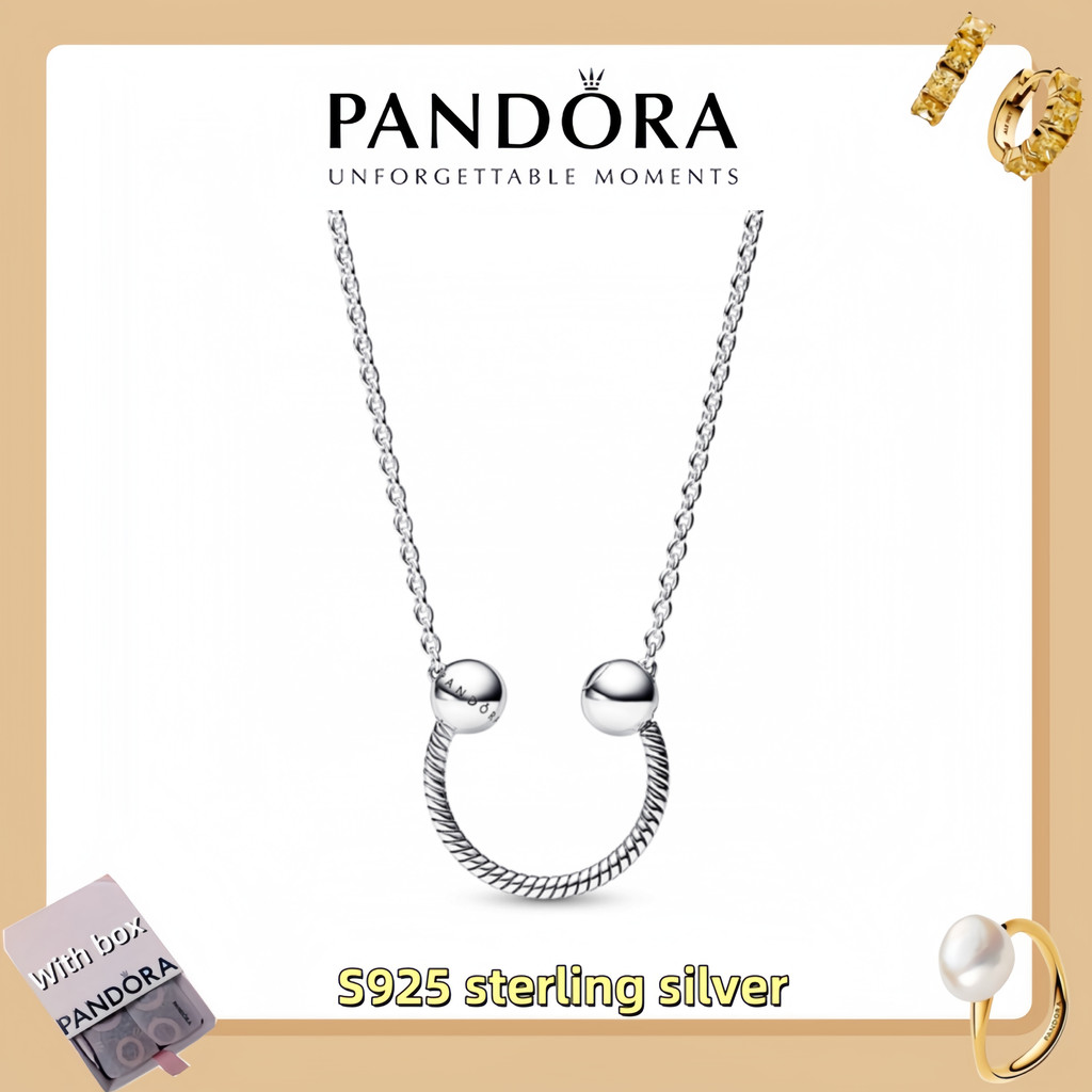 สร้อยคอมุค Pandora Moments จากเงินสเตอร์ลิง S925 แบบ U-shape พร้อมกล่อง รหัส 392747C00