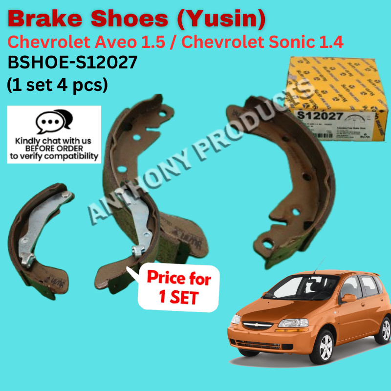Yusin ชุดผ้าเบรคด้านหลังสําหรับ Chevrolet Sonic1.4, Aveo 1.5 – อะไหล่ทดแทน OEM