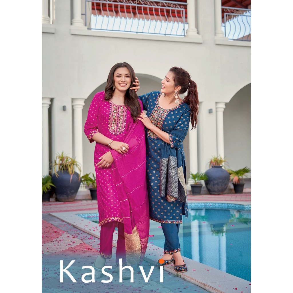 Rayon Plus Size Embroidery Work Traditional Wear Kurti Panrs & Dupatta