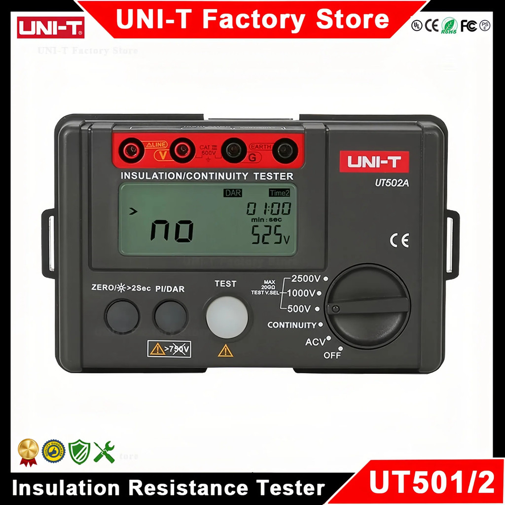 UNI-T UT502A UT502C UT501A UT501C เครื่องทดสอบความต้านทานฉนวน Digital Megohm Meter เครื่องวัดความต้า