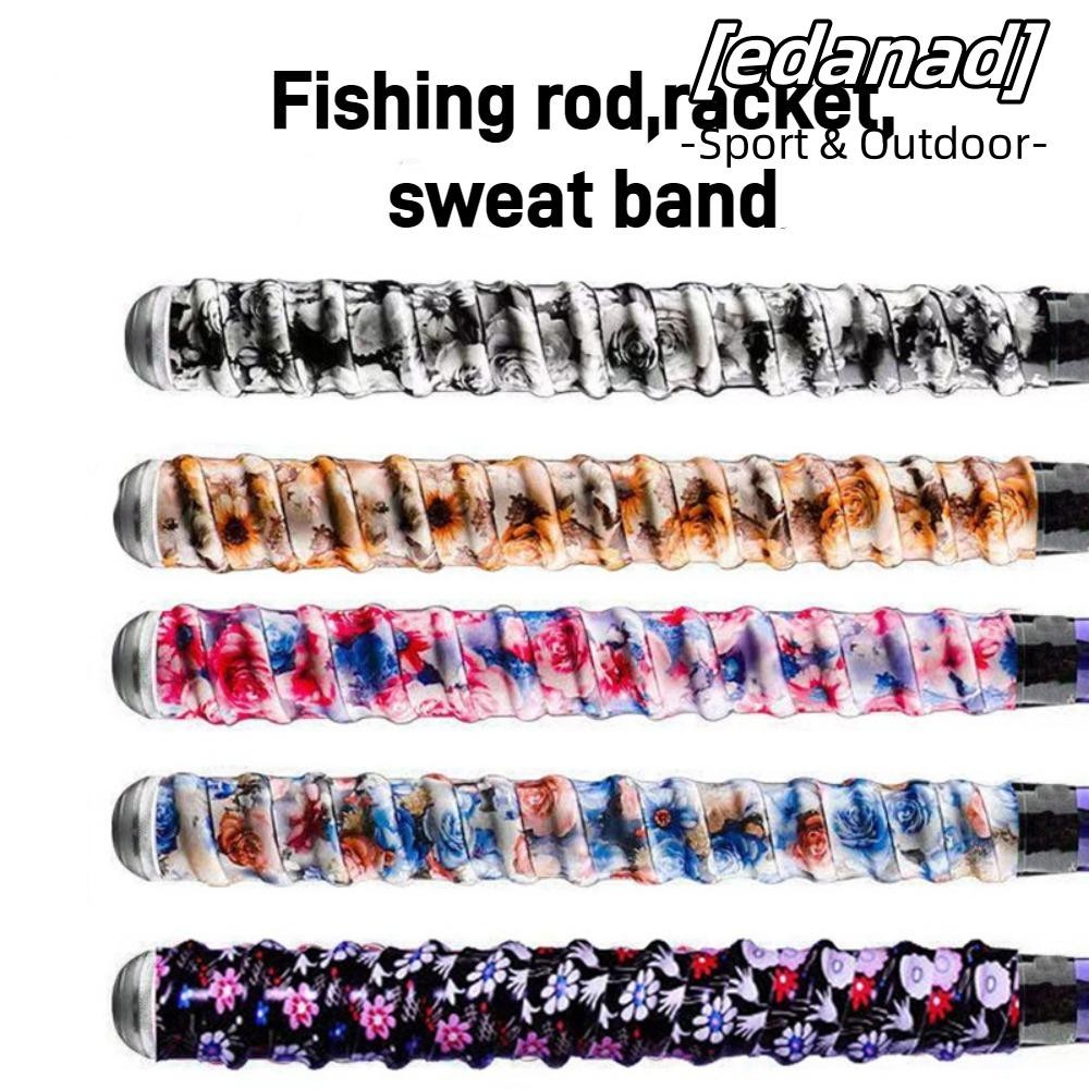 EDANAD 1 ชิ้นเบ็ดตกปลา Sweatband, ผ้าพันแฮนด์ความยาว 1.5 เมตรเทปจับคันเบ็ด, กันลื่นดูดซับเหงื่อเทนนิส Overgrip แถบเหงื่อตกปลา
