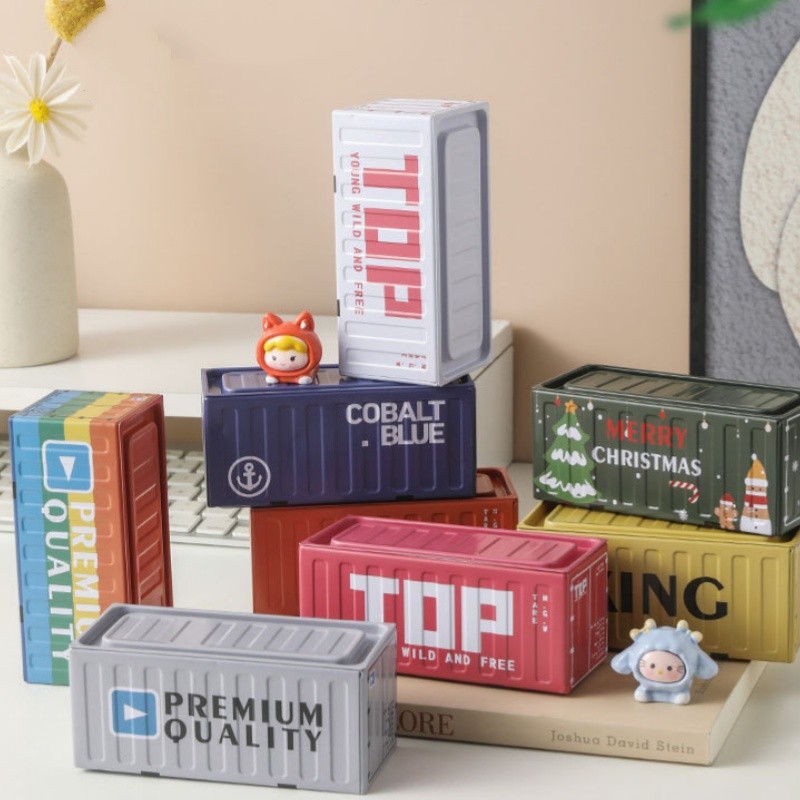 เครื่องเขียน กล่องเก็บของ 11.5x5x5cm ตู้คอนเทนเนอร์จิ๋ว กล่องเหล็กใส่ของ โมเดลตู้คอนเทนเนอร์ G3526 - รูปที่ 5