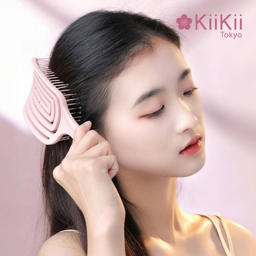 KiiKii หวีผมโค้งรับศีรษะ มีสีชมพู/ม่วง