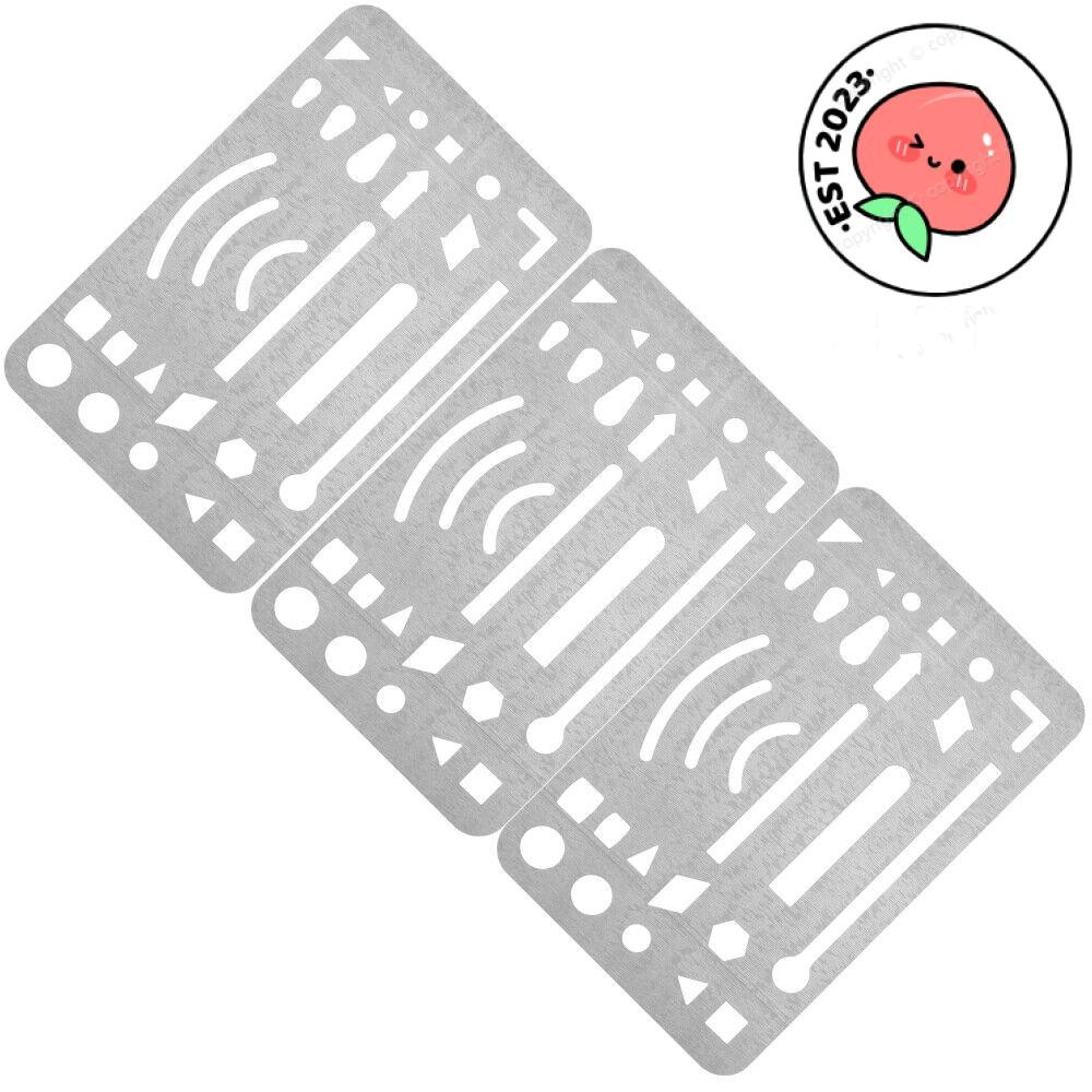 YRBWDYZDH 3 ชิ้นวาดร่าง, 27 หลุมสแตนเลส Erasing Shield, แบบพกพา Letter Shield Geometric Circle Erase
