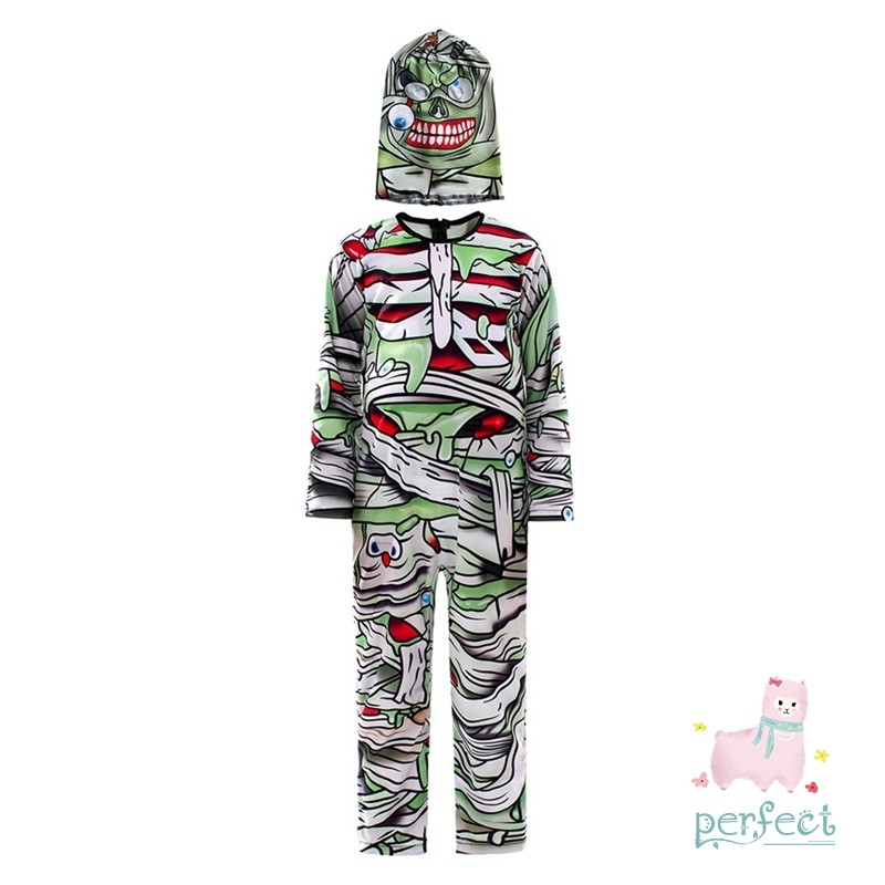 Costume Halloween สไตล์ใหม่ Mummy สำหรับเด็ก Thriller Jumpsuit ใช้งานได้ทั้งการแสดงบนเวทีและงานโรงเร