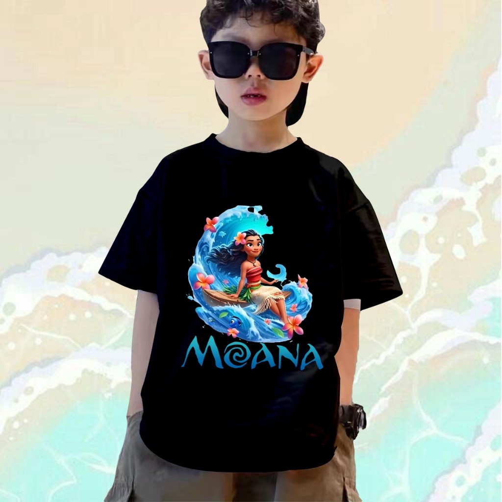 ✨ เสื้อยืดเด็ก Moana - Moana Island Animation พิมพ์เสื้อคอกลมแขนสั้นชุดแม่ลูก