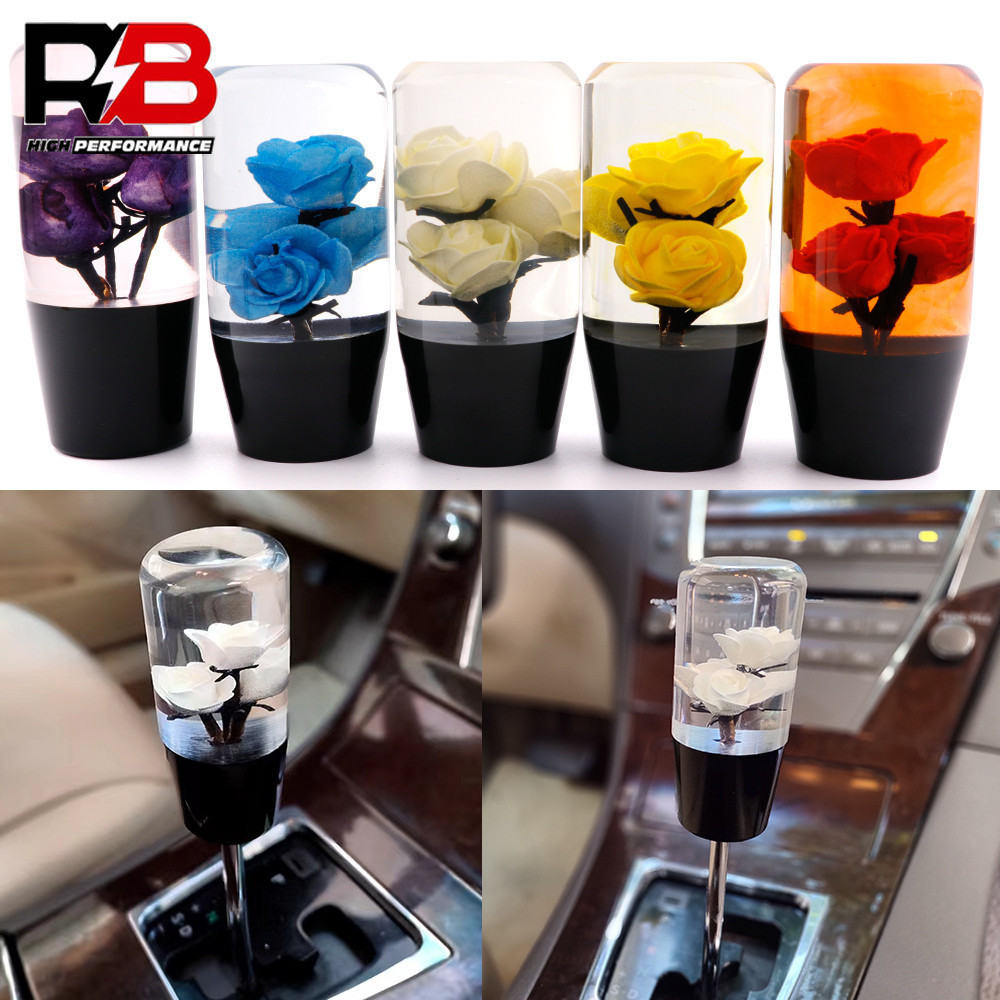 Racing หลากสี ดอกไม้จริง Shift Knob Shift Head สําหรับรถยนต์สากล