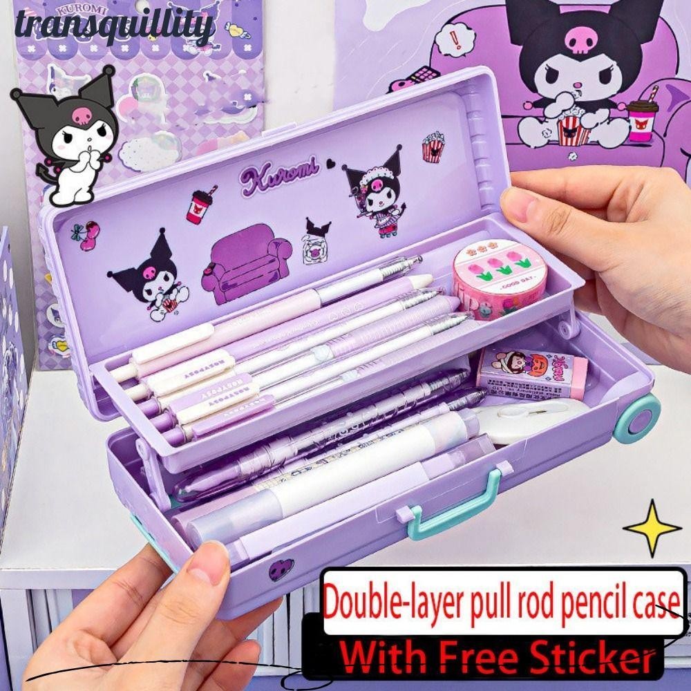 Transquillity 1 ชิ้นกล่องเครื่องเขียน,ซิปคู่อุปกรณ์การเรียนรถเข็นกระเป๋าดินสอ, ของเล่นเด็กของขวัญน่ารัก Kawaii เด็กกล่องดินสอ
