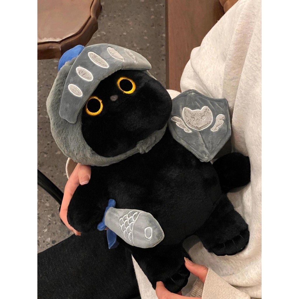 ใหม่อัศวินแมวของเล่นตุ๊กตาน่ารักแมวดําอัศวินตุ๊กตาแมวสร้างสรรค์ของขวัญวันเกิดที่ถอดออกได้40เซนติเมตร20เซนติเมตร - รูปที่ 2